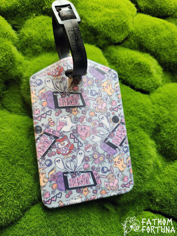 Gamer Ghoul Pastel Faux Leather Luggage Tag (Small Scale)