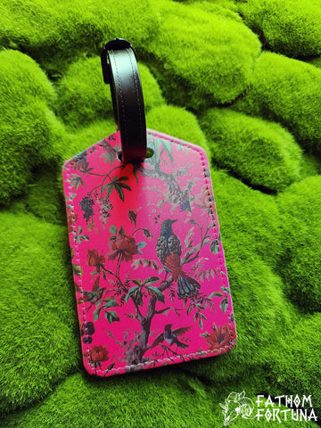 RESTOCKED Pirates Magenta Breakup Robe Print Faux Leather Luggage Tag