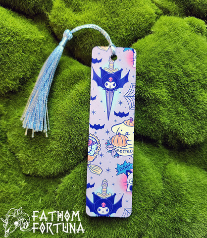 Pastel Anime Cat Halloween Tattoo Metal Bookmark 1