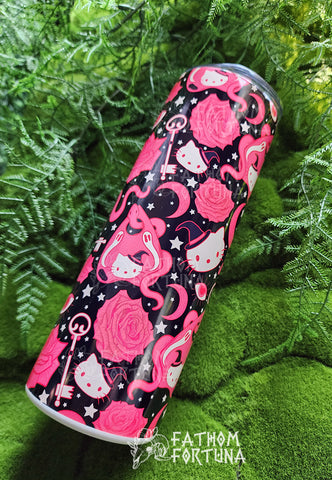 Kawaii Cat Spooky Occult 20oz Stainless Steel Insulated Drink Tumbler  MADE TO ORDER
