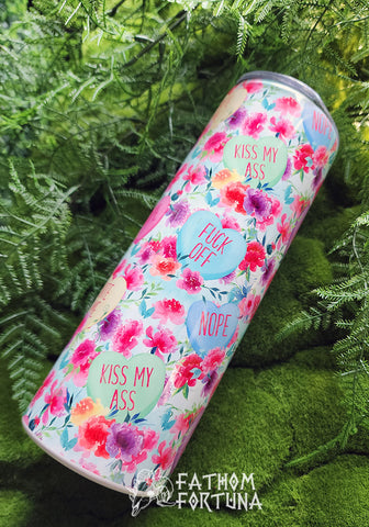 Sassy Floral Candy Hearts 20oz Stainless Steel Insulated Drink Tumbler