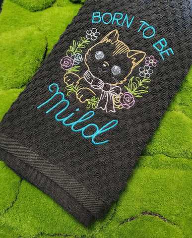Born To Be Mild Embroidered Hand Towel