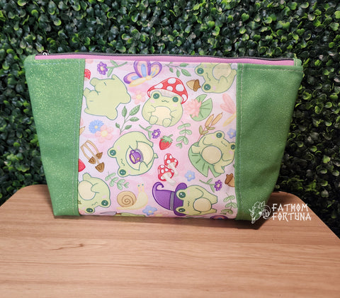Pastel Chibi Frogs Zippered Beauty Bag