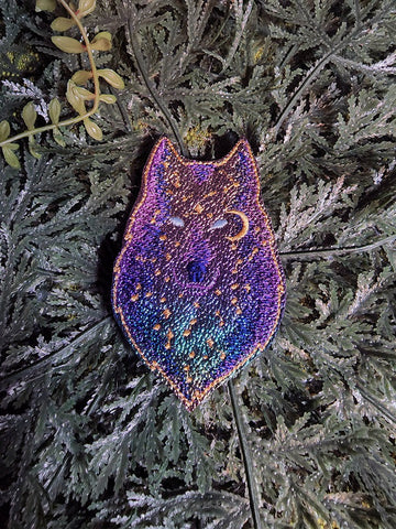 B- Grade Galaxy Wolf Embroidered Iron On Patch