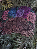 XL Oil Slick Flowercrown Raccoon Embroidered Iron On Patch