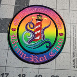 Brain-Rot Club Embroidered Iron On Patch Rainbow Shimmer Vinyl