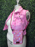 Pink Magical Girl Wands Slim Crossbody Bag WINDOWED BACK