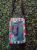 Floral Sand Worms & Stripes Vinyl Slim Crossbody Bag WINDOWED BACK