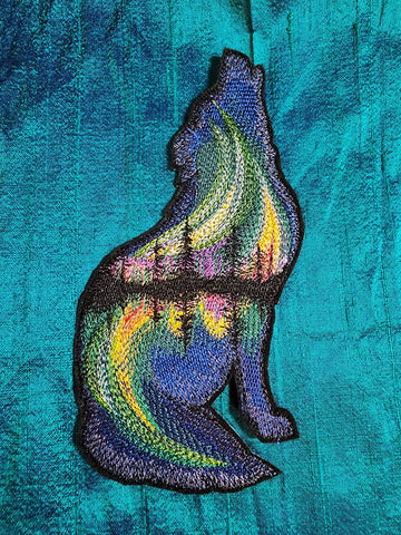 Aurora Wolf XL Embroidered Iron On Patch