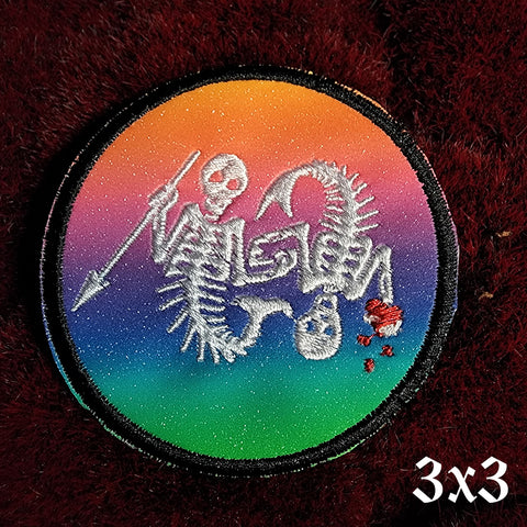 Gentlebeard Mermaid Skeletons Embroidered Iron On Patch Rainbow Shimmer Vinyl