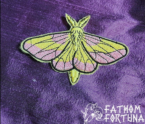 Dryocampa rubicunda Rosy Maple Moth Embroidered Iron On Patch Pirates