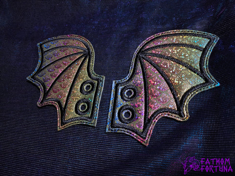 Holo Rainbow Scale Dragon Bat Shoe Wings