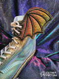 Black Patent Holo Vinyl Bat Shoe Wings