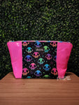 Neon Cat Skulls Zippered Beauty Bag