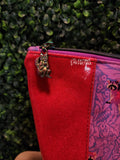 Dragonfruit Damask Raccoons Zippered Beauty Bag