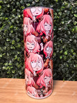 Pink Haired Peanut Princess 20oz Stainless Steel Insulated Drink Tumbler Made To Order