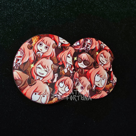 Anya Faces Rubberized Car Coasters MADE TO ORDER