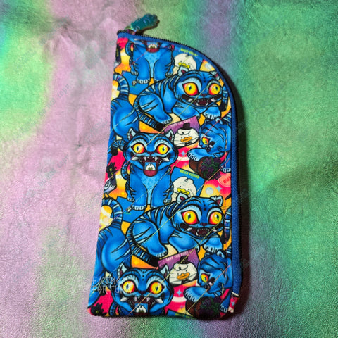 Blue Tiger Quilted Eyeglass/Medical Stash Zip Case
