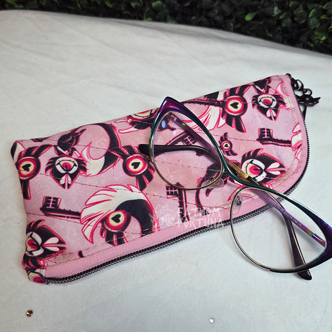 Pink Kitty Key Quilted Eyeglass/Medical Stash Zip Case
