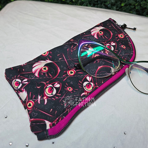 Charcoal Kitty Key Quilted Eyeglass/Medical Stash Zip Case