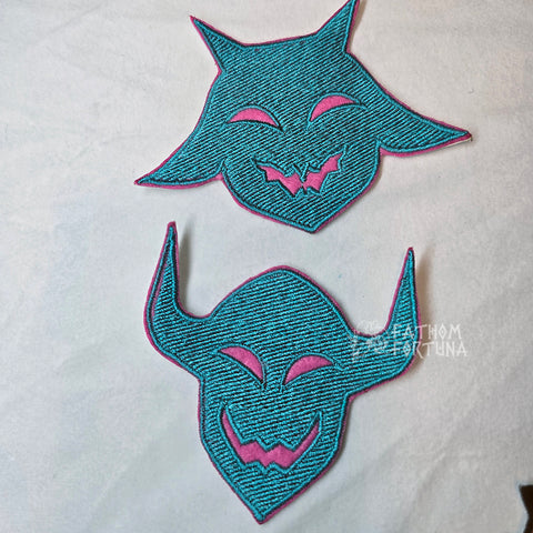 B-Grade Ozzie's Ram & Bull Embroidered Patch Set READY TO SHIP Pink