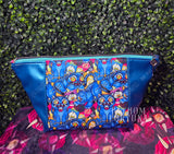 Silly Blue Tiger Zippered Beauty Bag