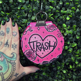 Trash Opossum Babe Round Keychain Wallet Pouch