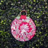 Kitsune & Cherry Blossoms Round Keychain Wallet Pouch