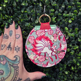 Kitsune & Cherry Blossoms Round Keychain Wallet Pouch