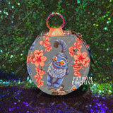 Silly Blue Tiger Round Keychain Wallet Pouch