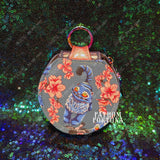Silly Blue Tiger Round Keychain Wallet Pouch
