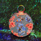 Silly Blue Tiger Round Keychain Wallet Pouch