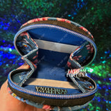 Silly Blue Tiger Round Keychain Wallet Pouch