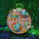 Blue at the Circus Round Keychain Wallet Pouch
