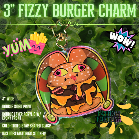 Fizzy Burger Time Acrylic Keychain Charm