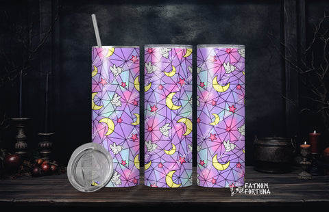 Magical Bunny Moons Stained Glass 20oz Stainless Steel Insulated Drink Tumbler Made To Order