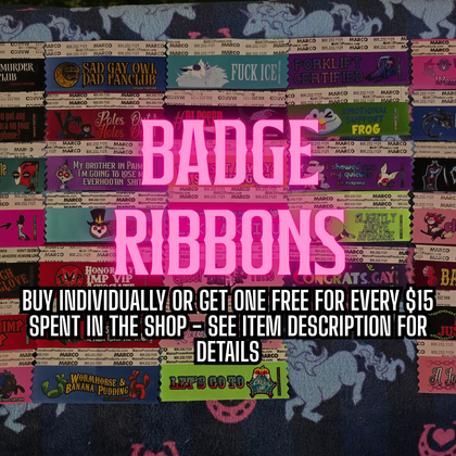 Hellaverse Leftover Badge Ribbons
