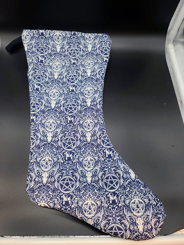 Blue Yule Damask Stocking (Small Scale)