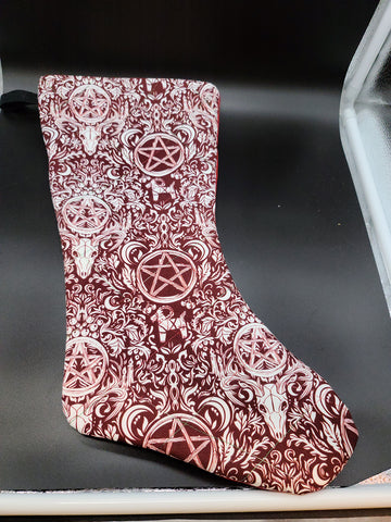 Red Yule Damask Stocking (Large Scale)