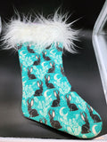 Teal Jackalopes with Faux Fur Stocking