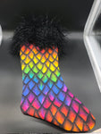 Rainbow Dragon Scale with Faux Fur Stocking