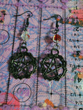 Gunmetal Pentacle Earrings