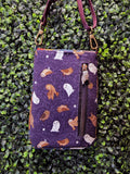 Forest Friends Great Horned Owl Slim Crossbody Bag ZIPPER POCKET BACK